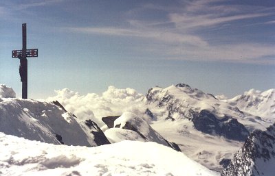 Blick vom Gipfel zum Monte Rosa
